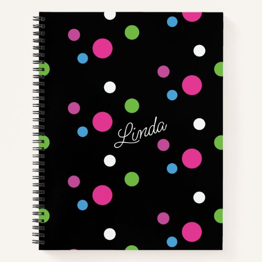 Farbenfrohe Bright Dots Name Journal Notizblock (Vorderseite)