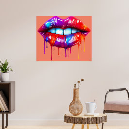 Farbenfrohe Bright Drips Lippen Wand drucken Poster
