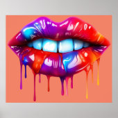 Farbenfrohe Bright Drips Lippen Wand drucken Poster (Vorne)