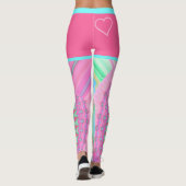 Farbenfrohe Bright Hippie Circle Pattern Pink Blau Leggings (Rückseite)