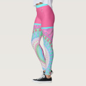 Farbenfrohe Bright Hippie Circle Pattern Pink Blau Leggings (Links)