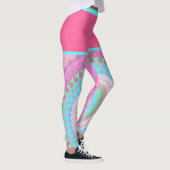 Farbenfrohe Bright Hippie Circle Pattern Pink Blau Leggings (Rechts)