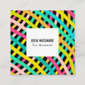 Farbenfrohe Bright Minimalistisch Basketweave Hand Quadratische Visitenkarte (Vorderseite)