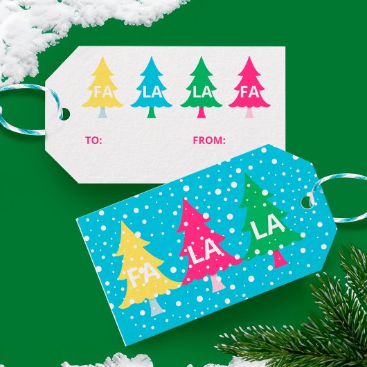 Farbenfrohe Bright Neon Fa La Christmas Tree Geschenkanhänger
