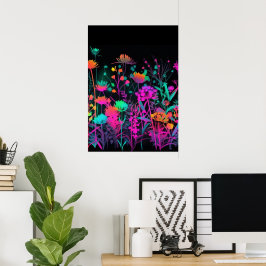 Farbenfrohe Bright Psychedelische Blume Abstrakt Poster