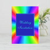 Farbenfrohe Bright-Rainbow-Hochzeit Einladung (Stehend Vorderseite)