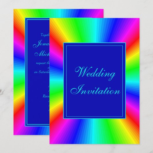 Farbenfrohe Bright-Rainbow-Hochzeit Einladung (Vorne/Hinten)