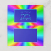 Farbenfrohe Bright-Rainbow-Hochzeit Platzkarte (Außenseite Aufgefaltet)