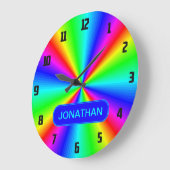 Farbenfrohe Bright Rainbow Personalisiert Große Wanduhr (Winkel)