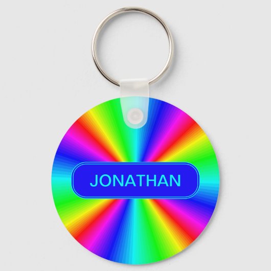 Farbenfrohe Bright Rainbow Personalisiert Schlüsselanhänger (Vorderseite)