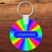 Farbenfrohe Bright Rainbow Personalisiert Schlüsselanhänger (Vorderseite)