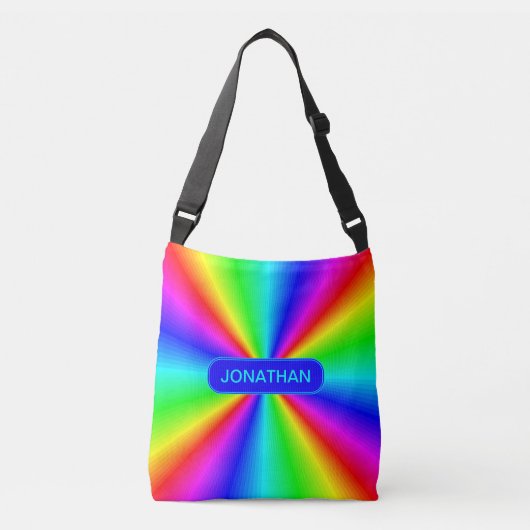 Farbenfrohe Bright Rainbow Personalisiert Tragetaschen Mit Langen Trägern (Vorderseite)