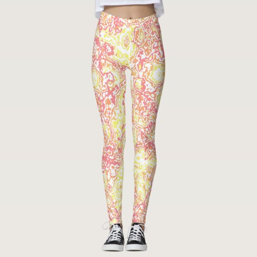 Farbenfrohe Bright Retro Mod Boho Hippie Funky Mar Leggings (Vorderseite)