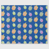 Farbenfrohe Bright Spinning Star Dreidels Hanukkah Geschenkpapier (Flach)