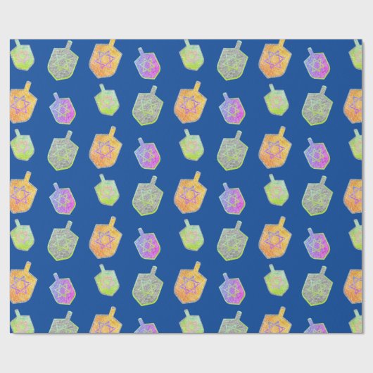 Farbenfrohe Bright Spinning Star Dreidels Hanukkah Geschenkpapier (Flach)