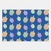 Farbenfrohe Bright Spinning Star Dreidels Hanukkah Geschenkpapier Set (Vorderseite 2)