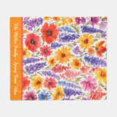 farbenfrohe Bright Summer Blumengarten blühen Fleecedecke (Vorderseite (Horizontal))