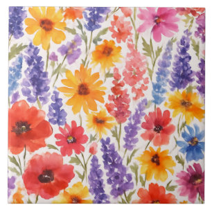 farbenfrohe Bright Summer Blumengarten blühen Fliese