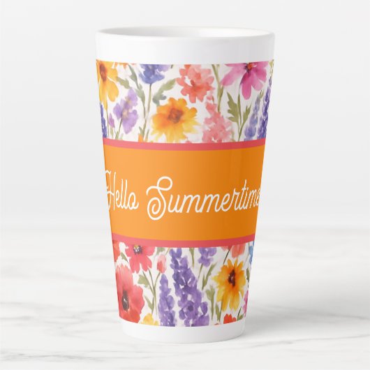 farbenfrohe Bright Summer Blumengarten blühen Milchtasse (Vorderseite)