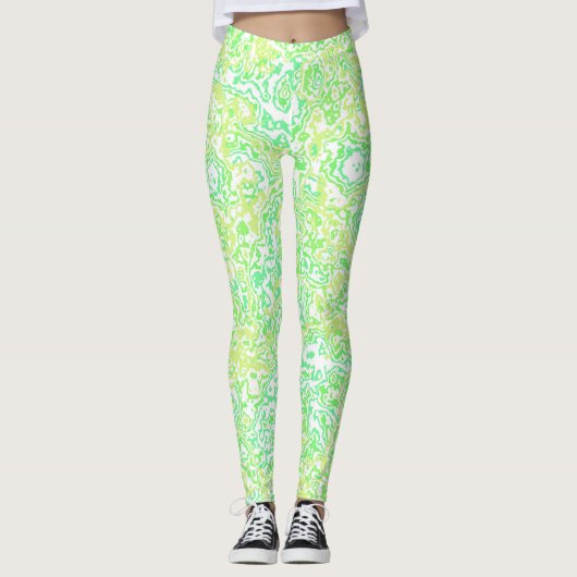 Farbenfrohe Bright Trippy Groovy Funky Hippie Marb Leggings (Vorderseite)