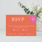 Farbenfrohe Bright Wedding Einzigartiges Orange un RSVP Karte (Stehend Vorderseite)