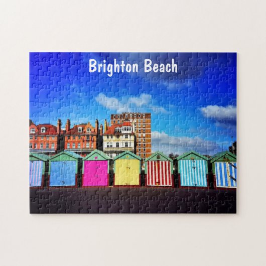 Farbenfrohe Brighton Beach Huts Puzzle (Horizontal)