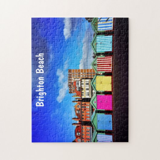 Farbenfrohe Brighton Beach Huts Puzzle (Vertikal)