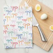 Farbenfrohe Brights Einfaches Bow Doodle Muster Geschirrtuch (Viertel Falte)