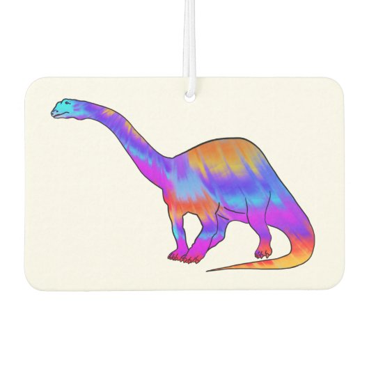 Farbenfrohe Brontosaurus Psychedelic Dinosaurier A Autolufterfrischer (Vorderseite)
