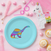 Farbenfrohe Brontosaurus Psychedelic Dinosaurier A Pappteller (Party)