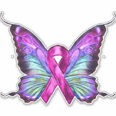 Farbenfrohe Brustkrebserkrankung Schmetterling Aufkleber (Vorderseite)