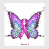 Farbenfrohe Brustkrebserkrankung Schmetterling Aufkleber (Blatt)