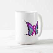 Farbenfrohe Brustkrebserkrankung Schmetterling Kaffeetasse (VorderseiteRechts)