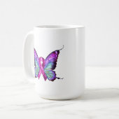 Farbenfrohe Brustkrebserkrankung Schmetterling Kaffeetasse (Vorderseite Links)