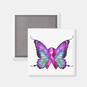 Farbenfrohe Brustkrebserkrankung Schmetterling Magnet (Vorderseite/Rückseite)