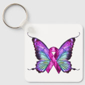 Farbenfrohe Brustkrebserkrankung Schmetterling Schlüsselanhänger (Vorderseite)