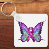 Farbenfrohe Brustkrebserkrankung Schmetterling Schlüsselanhänger (Vorderseite)