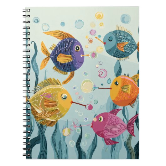 Farbenfrohe Bubble Fish Underwater Notebook Notizblock (Vorderseite)