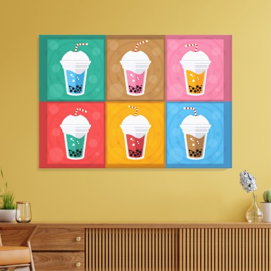 Farbenfrohe Bubble Tee 6 Pack Leinwanddruck (Insitu (Wohnzimmer))