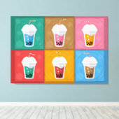 Farbenfrohe Bubble Tee 6 Pack Leinwanddruck (Insitu (Holzboden))