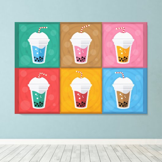 Farbenfrohe Bubble Tee 6 Pack Leinwanddruck (Insitu (Holzboden))