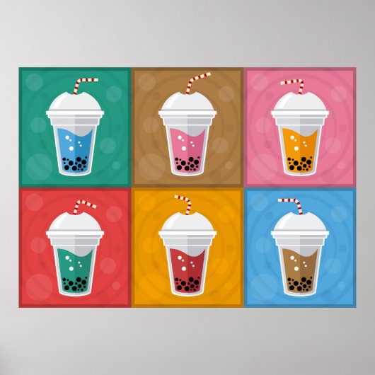 Farbenfrohe Bubble Tee 6 Pack Poster (Vorne)