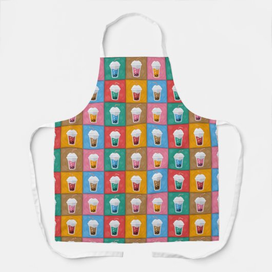 Farbenfrohe Bubble Tee Schürze (Vorderseite)