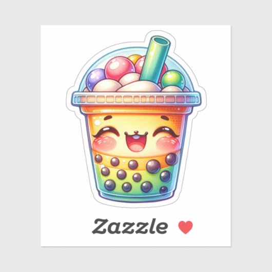 Farbenfrohe Bubble Tee Vinyl Stickers Aufkleber (Blatt)