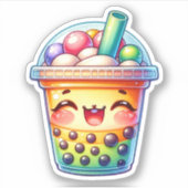 Farbenfrohe Bubble Tee Vinyl Stickers Aufkleber (Vorderseite)