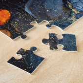 Farbenfrohe Bubble Textur mit Gold Fluid Art Puzzle (Seite)