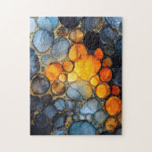 Farbenfrohe Bubble Textur mit Gold Fluid Art Puzzle (Vertikal)