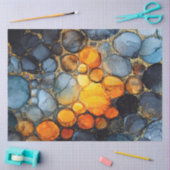 Farbenfrohe Bubble Textur mit Gold Fluid Art Seidenpapier (Basteln)