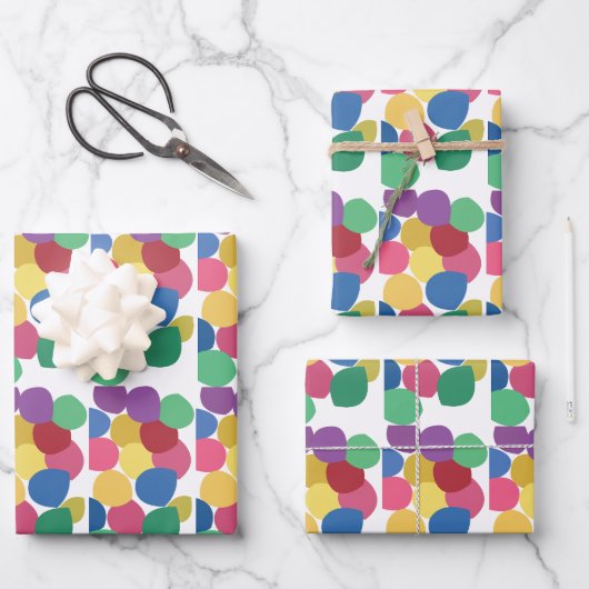 Farbenfrohe Bubblegum-Gummibällchen Geschenkpapier Set (Vorderseite)