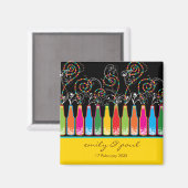Farbenfrohe Bubbles Flaschen feiern Save the Date Magnet (Vorderseite/Rückseite)